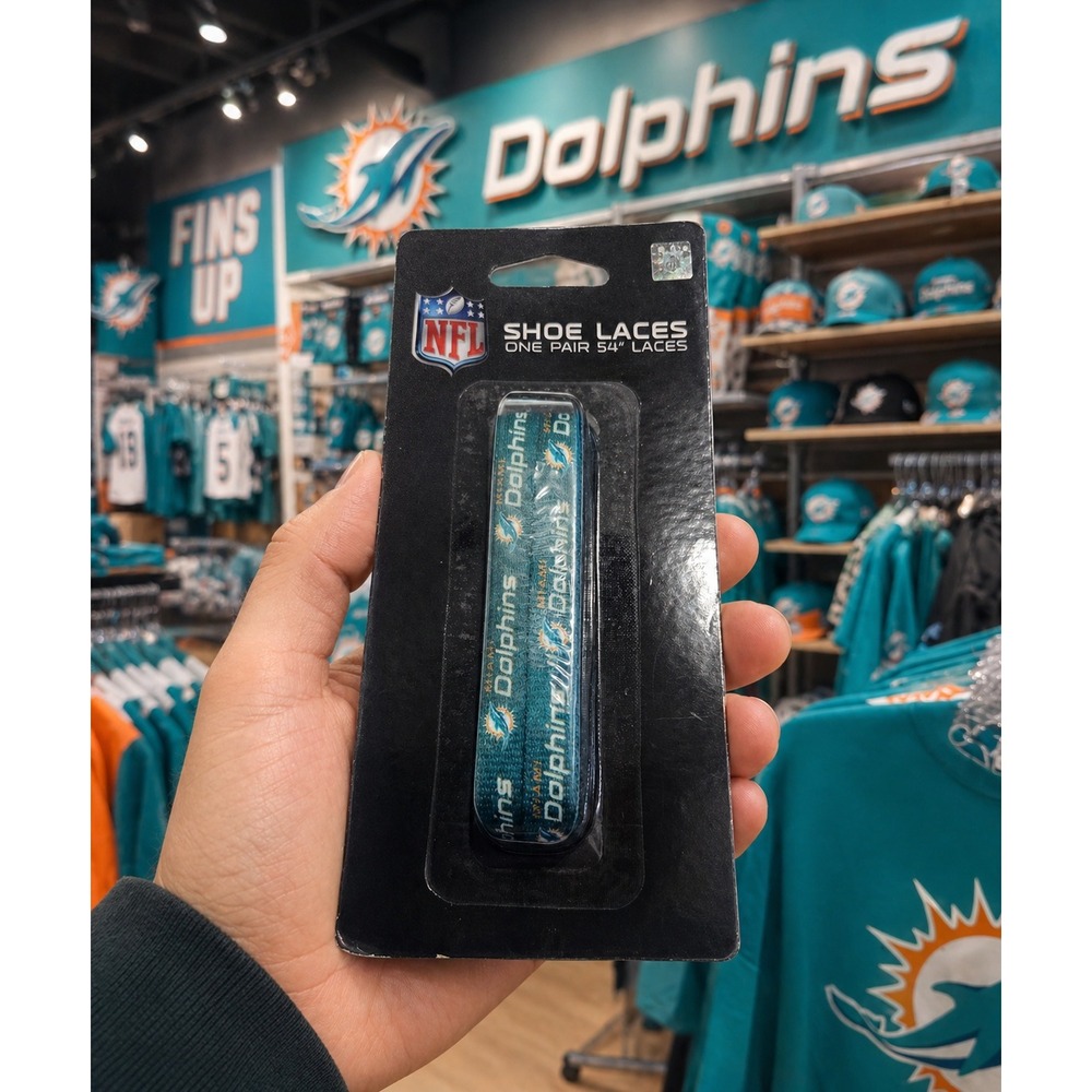 NFL Miami Dolphins Shoe Laces 54 Inch Flat Laces Aqua Orange Team Logo New